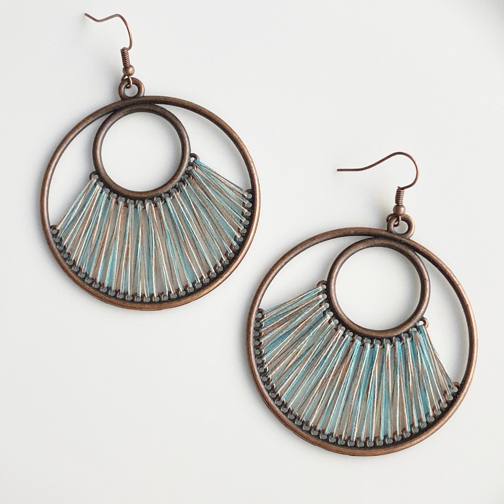 NEW "Dawn" Bronze Earrings (Blue and brown)
